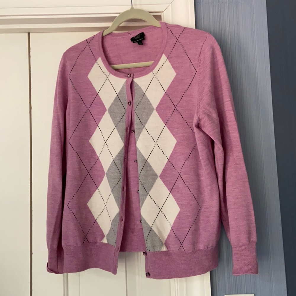 Talbots Argyle Merino Cardigan